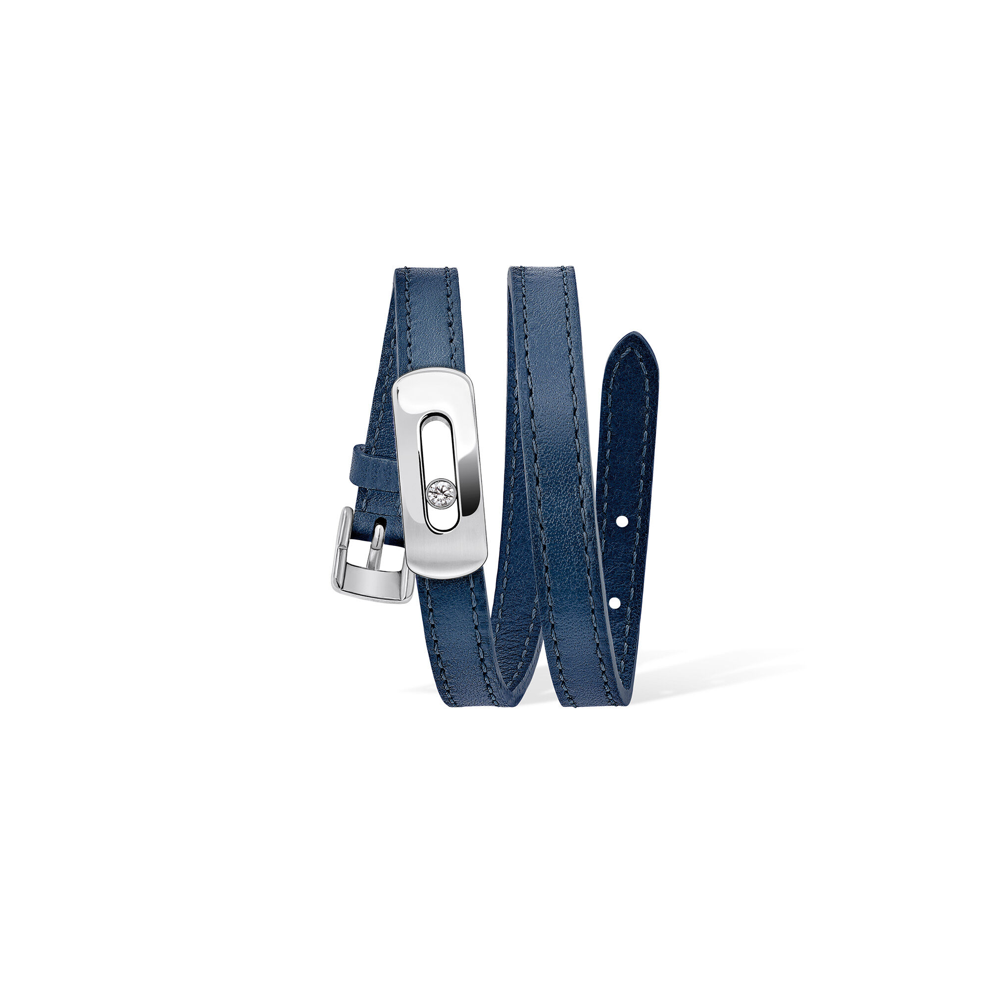 Messika My Move White Gold and Diamond Leather Bracelet Maison Birks